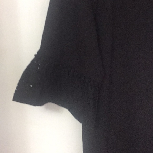 Talbots Eyelet Cuffed Sleeves Black Cotton Dress - Picture 4 of 11